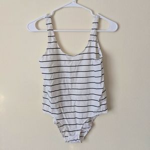 Never Worn White with black stripe bodysuit